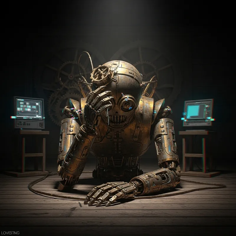 Steampunk Mechanical Entity in Distress