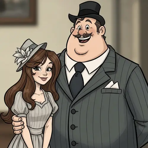 Charming Cartoon Couple - Disney Pixar Style