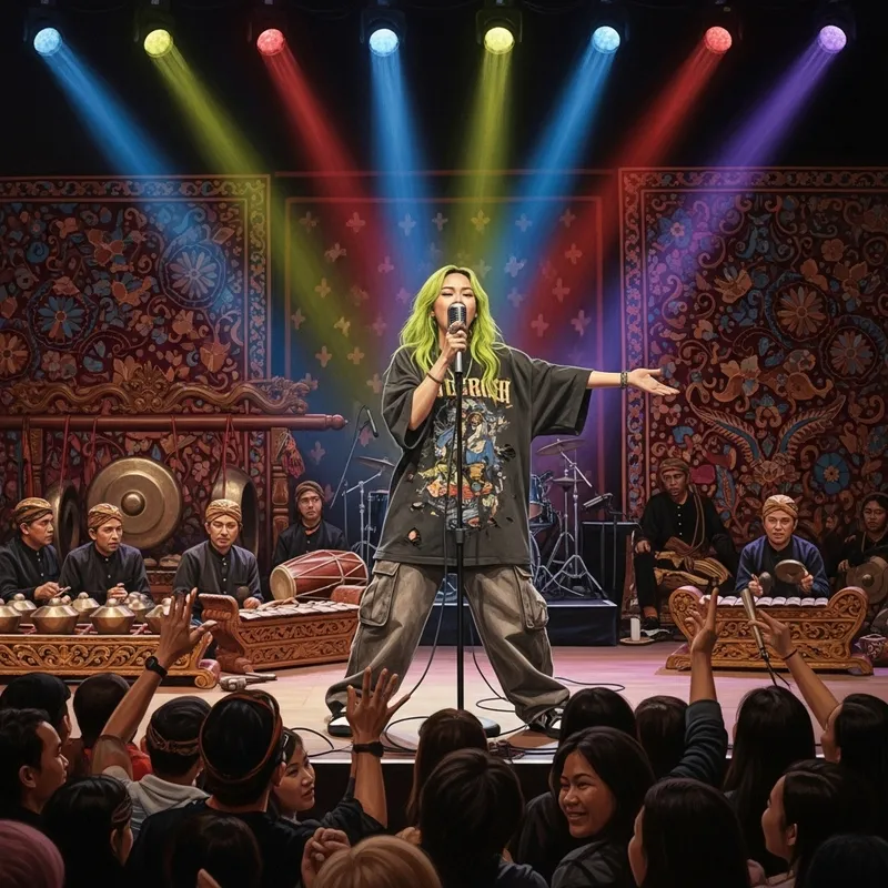 Billie Eilish in Indonesian Cultural Attire
