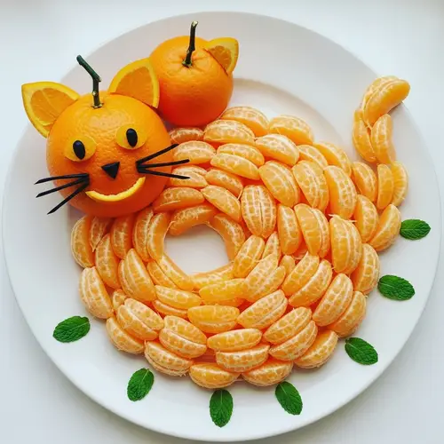 Cat Shaped Plate of Oranges