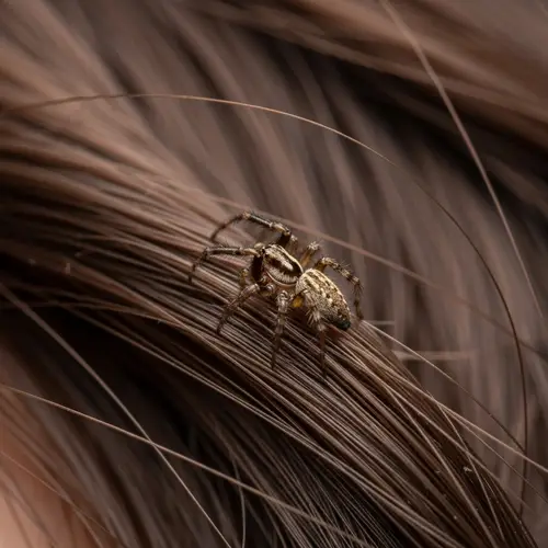 Creepy Spider Crawling on Person's Hair
