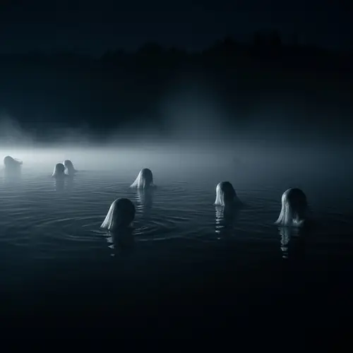 Ethereal Ghostly Figures Emerging from Depths
