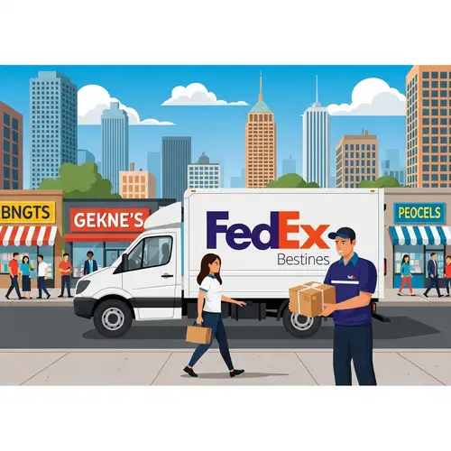 FedEx Delivery Truck in Bustling City | Fast and Reliable Shipping