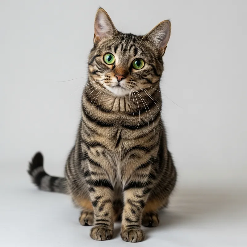 Beautiful Medium-Sized Cat | Striped Fur & Green Eyes