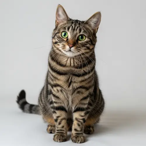 Medium-Sized Domestic Cat with Beautiful Striped Fur
