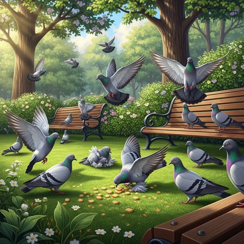 Tranquil City Pigeons: Flight, Grace, and Charm