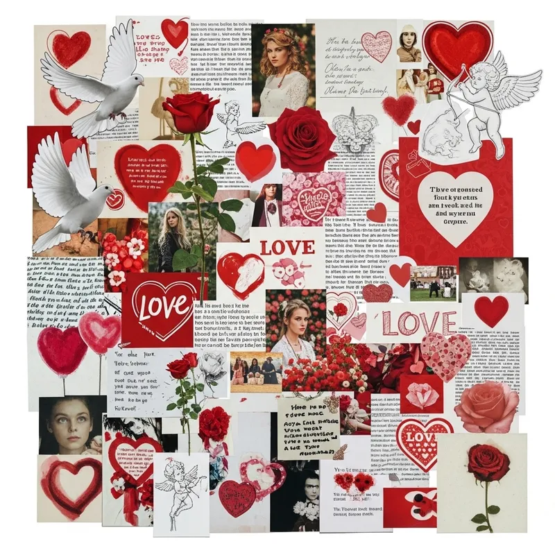 Collage of Love: Hearts, Doves, Roses & Cupids Collage of Love: Hearts, Doves, Roses & Cupids