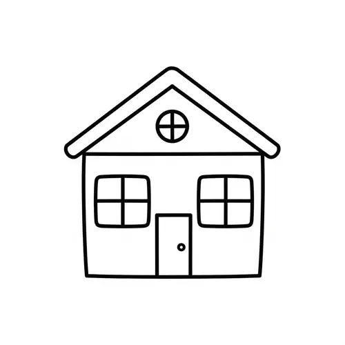 Cute House Coloring Page for 1-Year-Olds