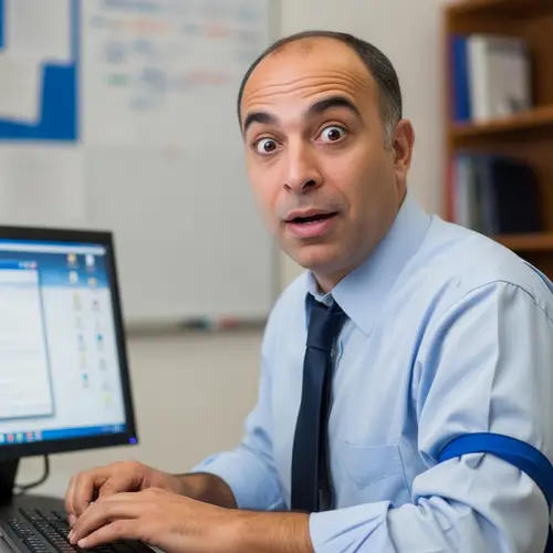 Middle-Eastern Male Teacher with Comical Expression