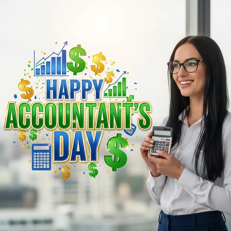 Happy Accountant's Day Celebration | Smiling Woman with Glasses