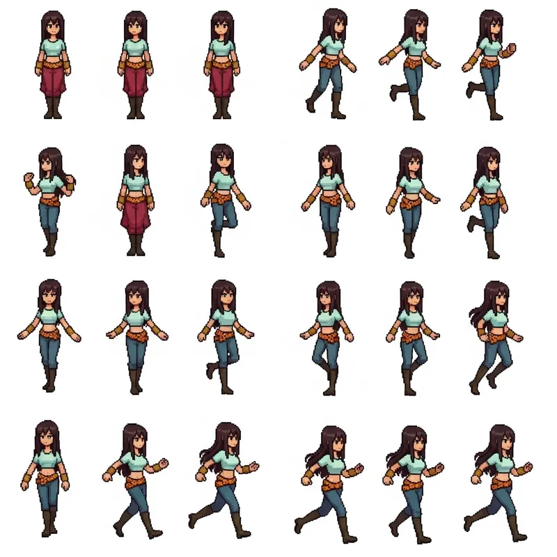 2D Pixel Art Female Character Sprite Sheet for RPG 2D Pixel Art Female Character Sprite Sheet for RPG
