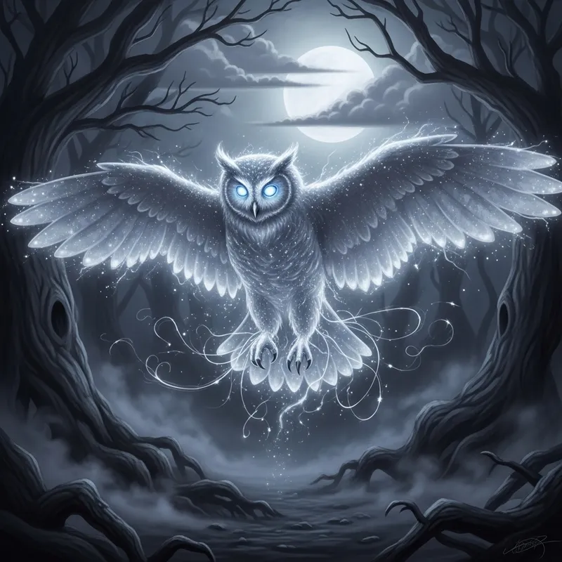 Ghost Owl, Detailed Illustration