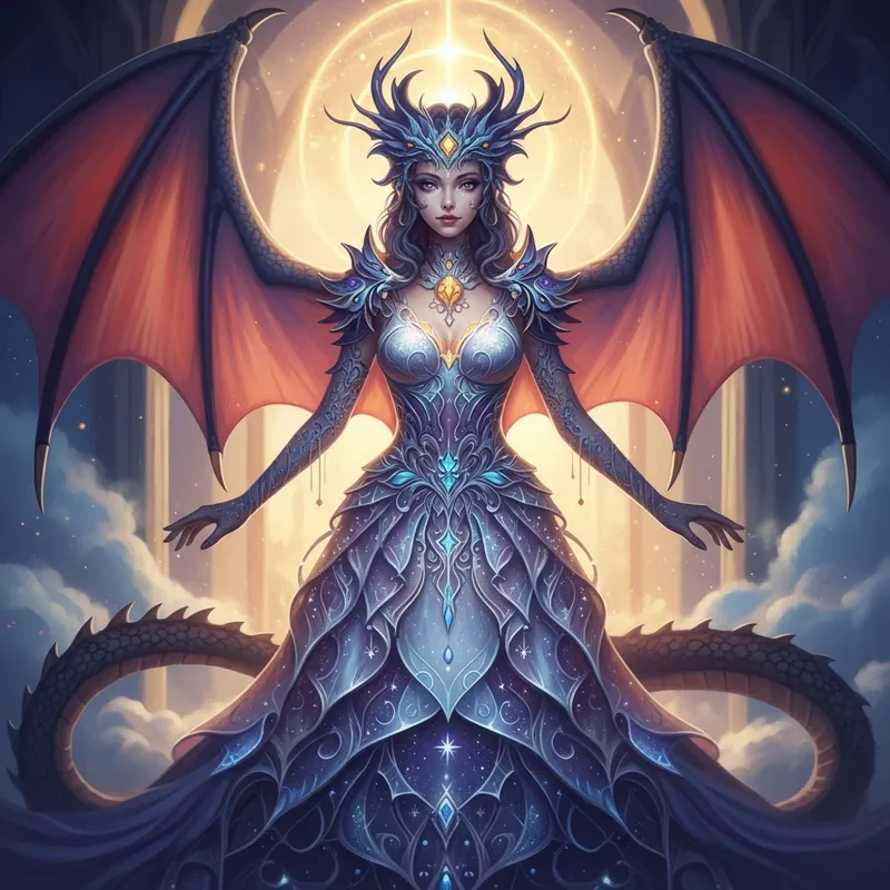 Celestial Dragon Sky Goddess - Exquisite Fantasy Artwork Celestial Dragon Sky Goddess - Exquisite Fantasy Artwork