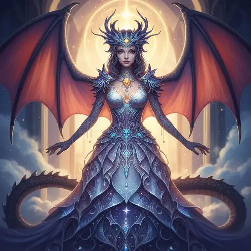 Celestial Dragon Sky Goddess - Stunning Fantasy Artwork