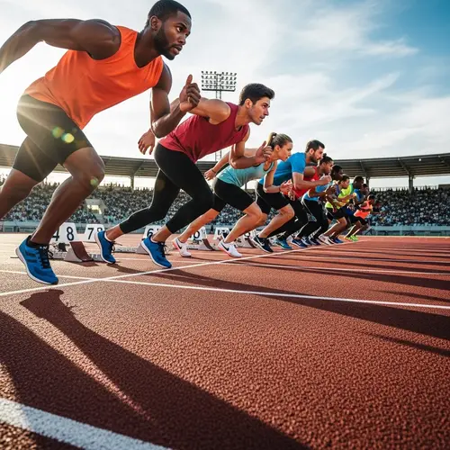 Athletes Starting Line Sunshine