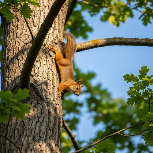 Agile Squirrel Climbing Tall Oak Tree | Wildlife Encounter