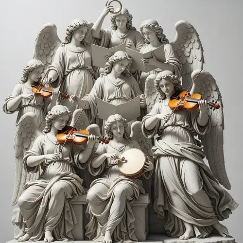Marble Angels Choir: Renaissance Sculpting Style with Serene Ambience