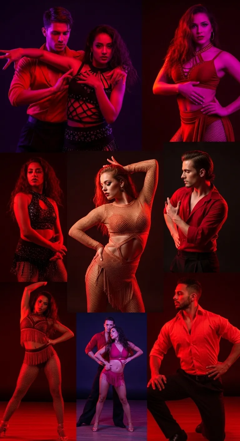 Vibrant Latin Fire Dance Show Concept Collage