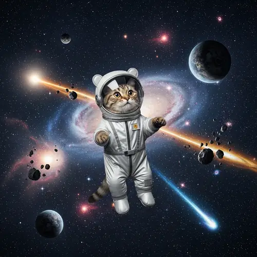 Cosmic Cat Exploration in Space | Adorable Astronaut Kitty