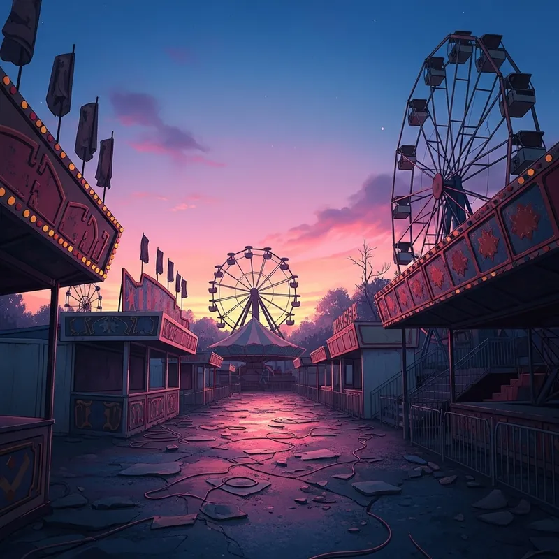 Dreamlike Carnival Scene at Dusk | Surreal Digital Painting