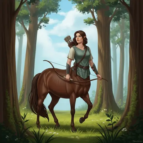 Graceful Female Centaur in Tranquil Forest Setting