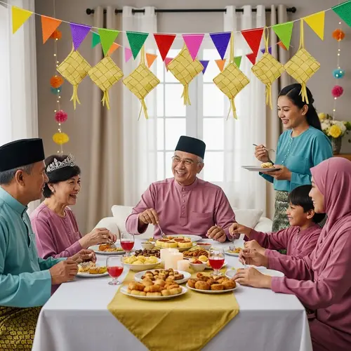South Asian Family Celebrating Hari Raya Festival