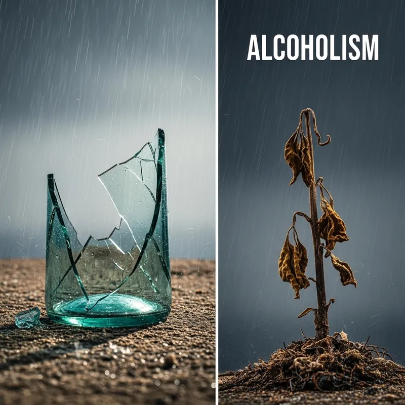 Stark Symbolic Depiction of Alcoholism's Realities