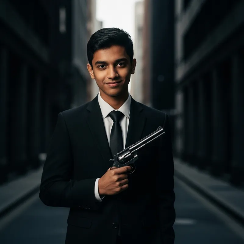 Stylish Crime Drama Portrait in Film Noir Style