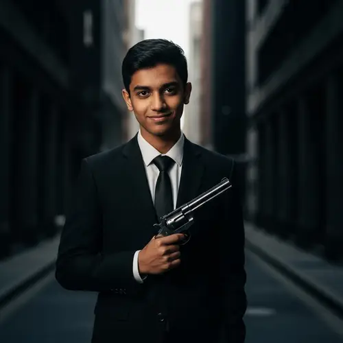 Stylish Crime Drama Portrait in Film Noir Style