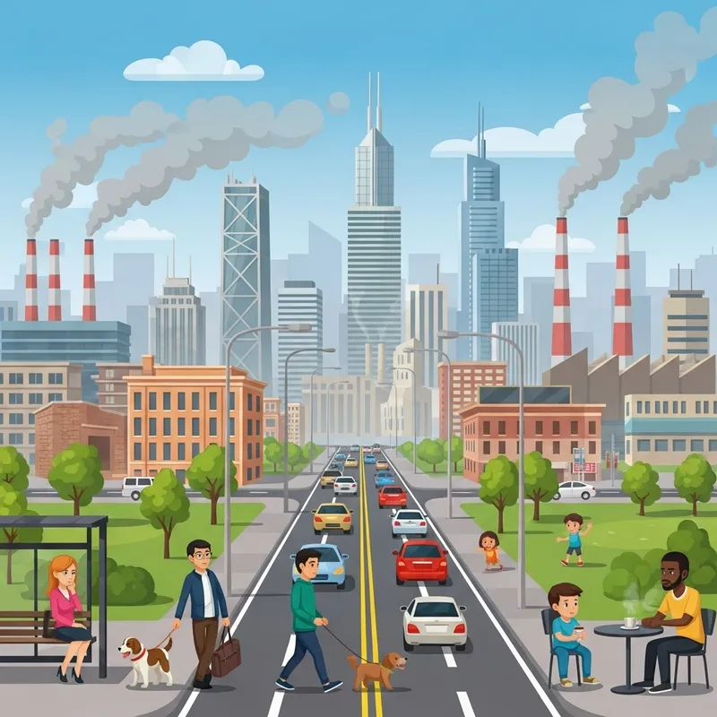 City Pollution Impacts: Skyscrapers, Traffic, and Factories