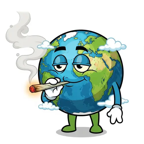 Colorful Globe Smoking Marijuana - Global Relaxation