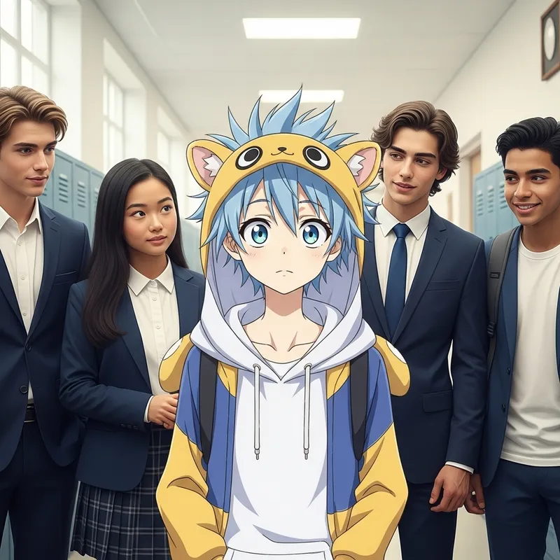 Stylish Teenagers With Innocent Anime Style Character
