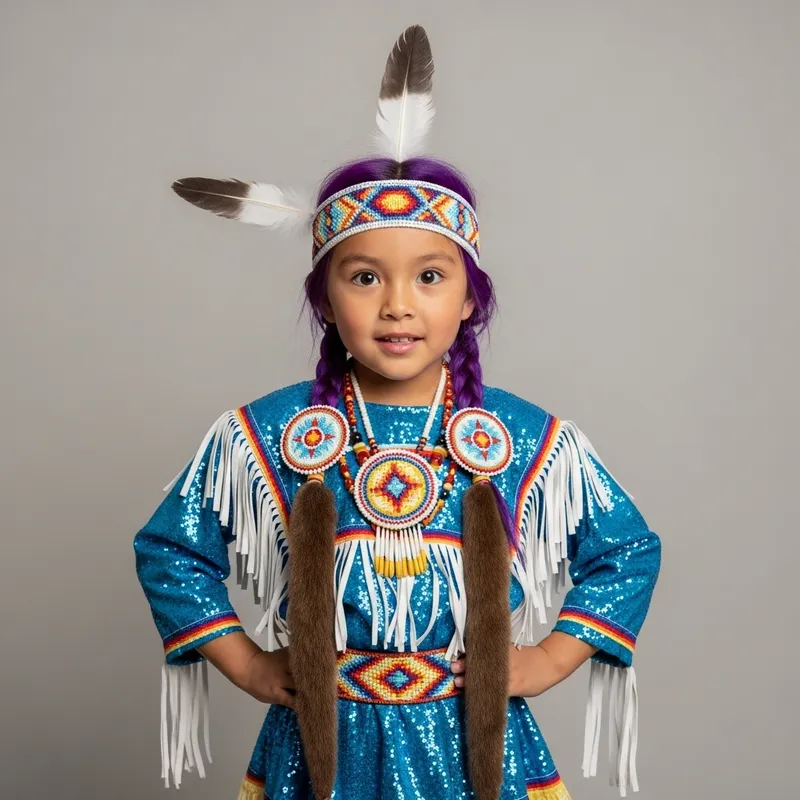 Native American Girl with Purple Hair | Cultural Fusion