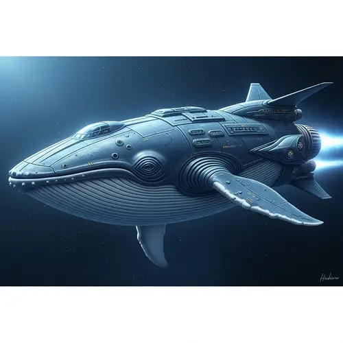 Whale-inspired Spaceship Design | Aquatic Creature Concept Art