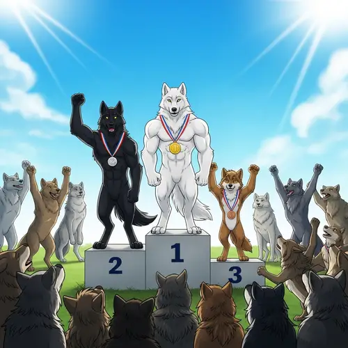 Champion Wolves Illustration | Victory Celebration Artwork