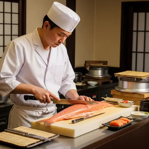 Japanese Cuisine: Expert Chef Prepares Salmon | Sushi & Sashimi