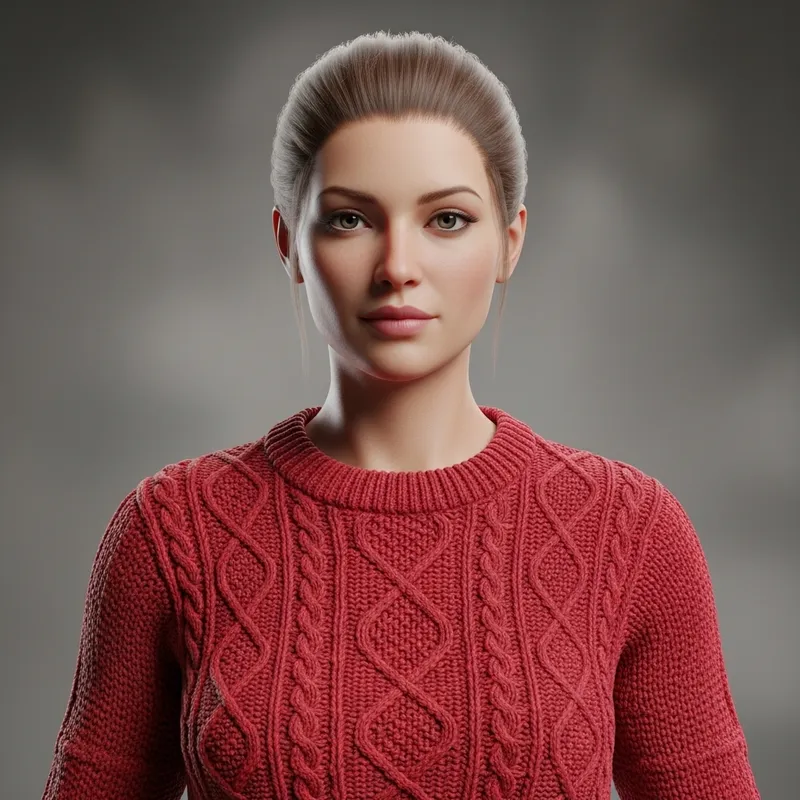 3D Woman in Red Sweater with Pulled Back Hair 3D Woman in Red Sweater with Pulled Back Hair