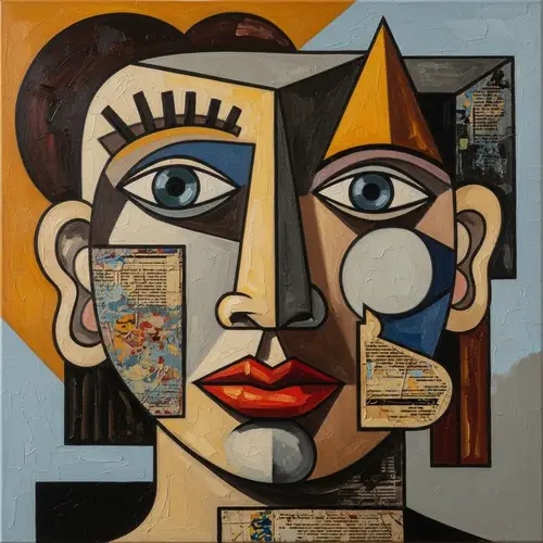 Cubist-Inspired Abstract Face Painting