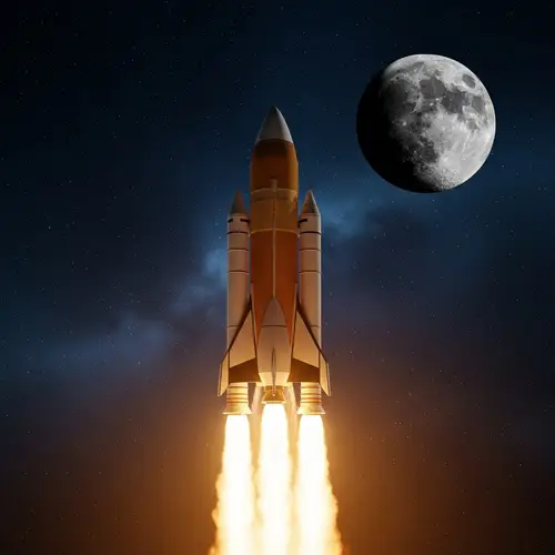 Gold Rocket Journey: Thrusting to the Moon