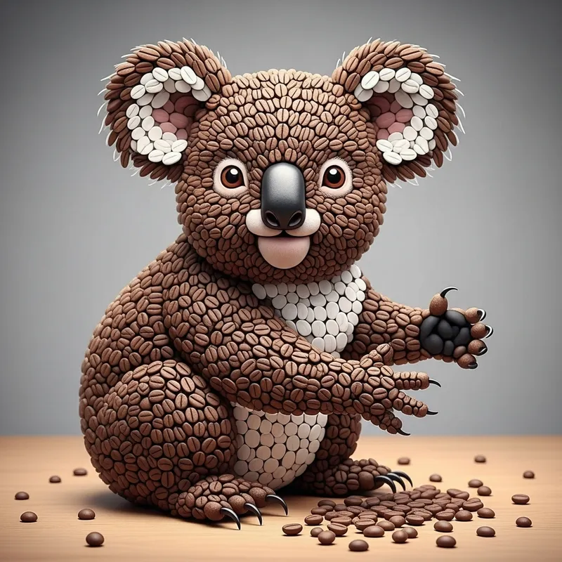 Coffee Bean Koala Sculpture | Handcrafted Artwork Design