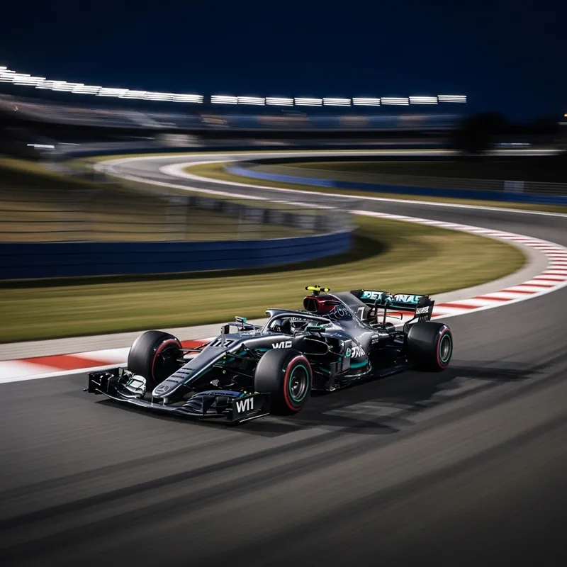Mercedes W11 Lewis Hamilton Night Photo