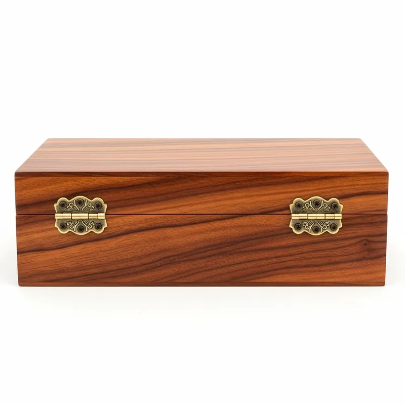 Antique Mahogany Box with Unique Brass Hinges