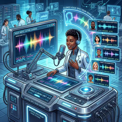 Futuristic Voice Cloning Machine | Advanced Technology Illustration