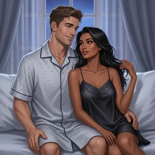 Loving Couple in Stylish Nightdresses | Romantic Night Scene