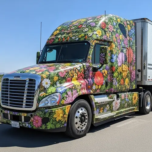 Freightliner Cascadia Covered by Vibrant Flowers