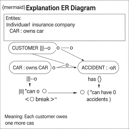 Car Insurance Company ER Diagram: Customer, Car & Accident Relationships