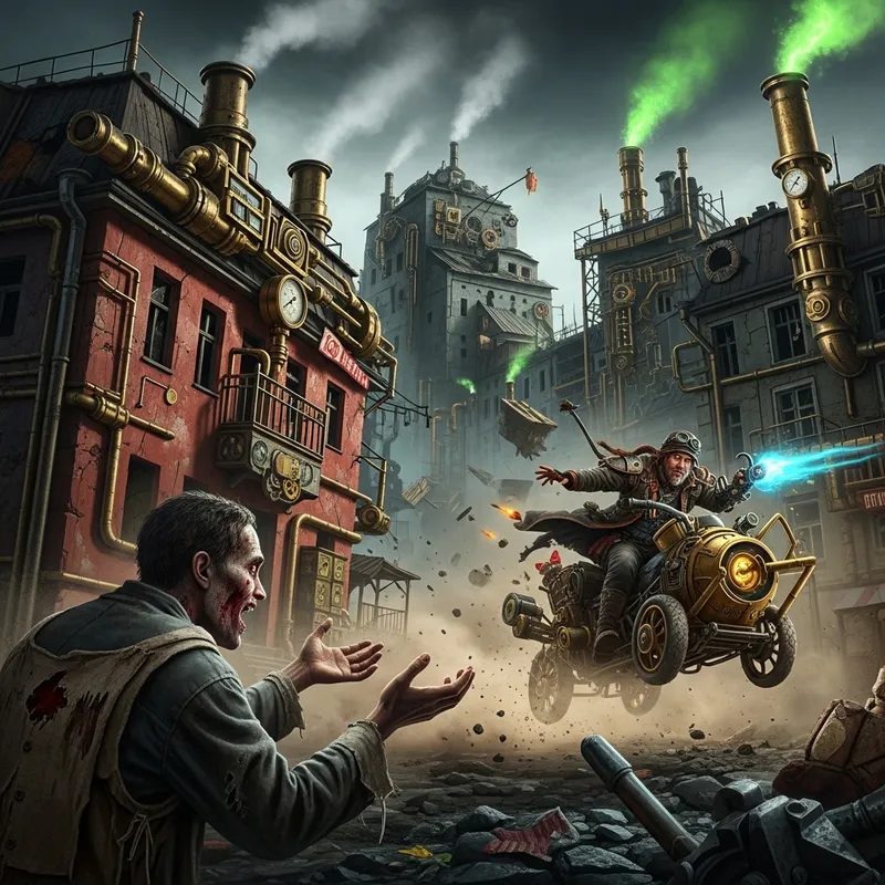 Mad Max and Zombie Beggar: Soviet-Era Steampunk Apocalypse