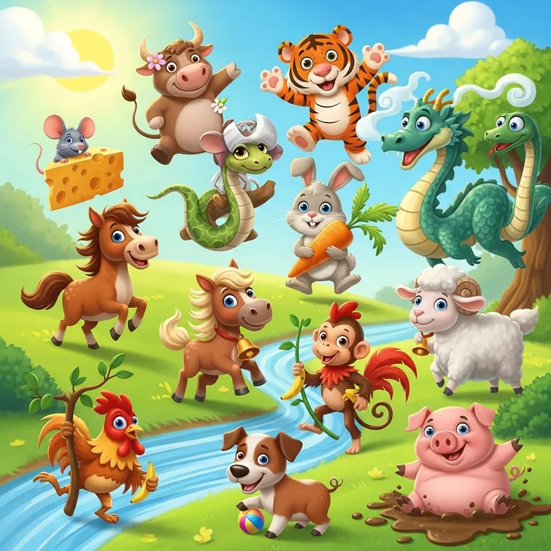 12 Cartoon Zodiac Animals for Kids
