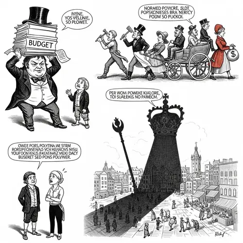 Political Satirical Sketches | 19th Century Polish Comic Style