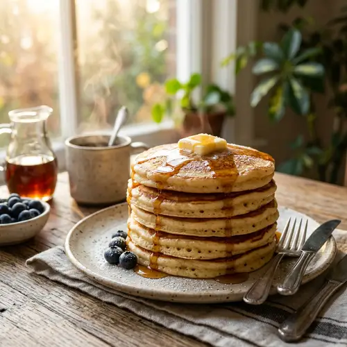 Fluffy Pancakes with Maple Syrup - Breakfast Bliss